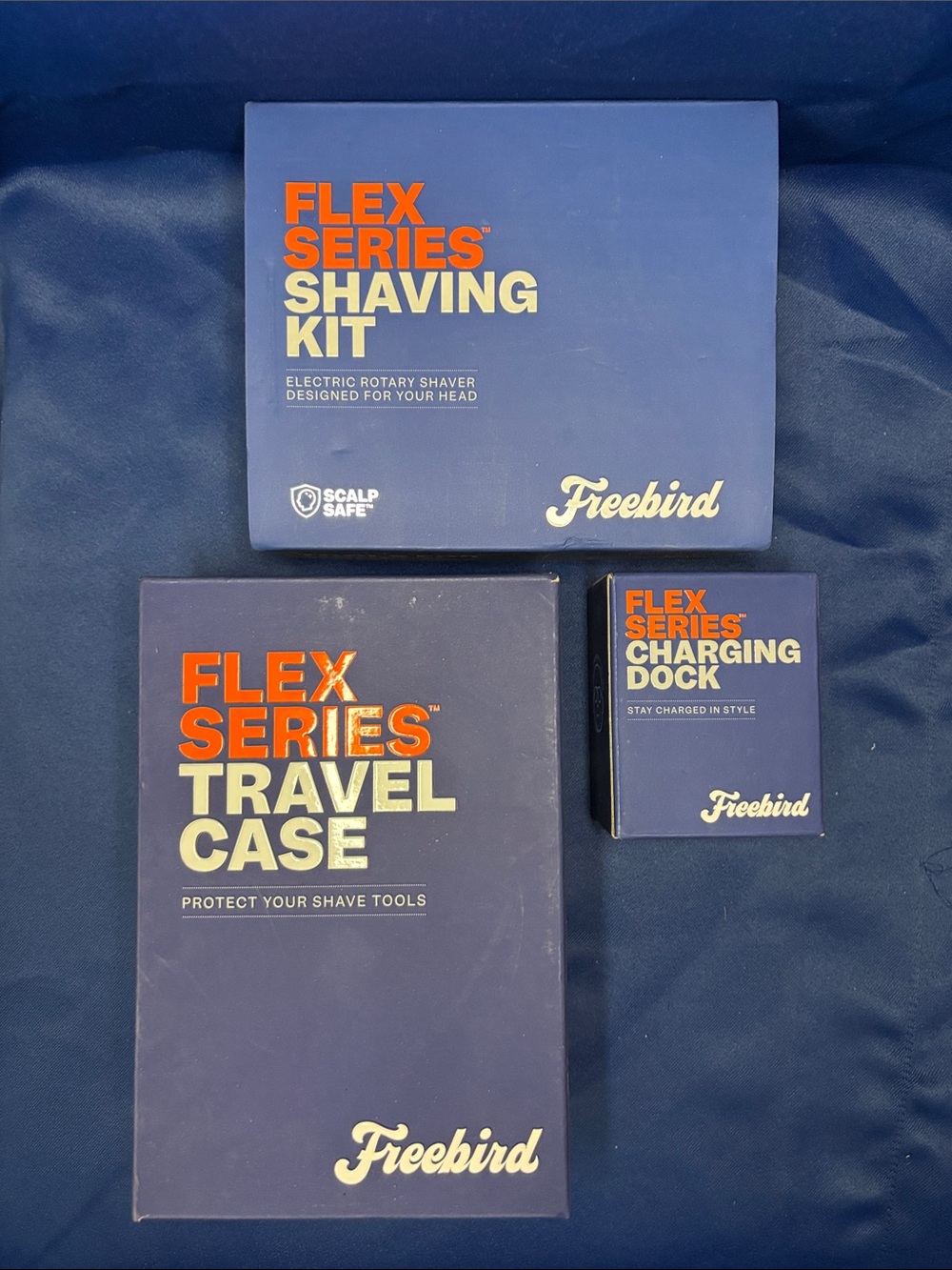 freebird Flex Series Kit Boxes in Navy with Orange Accents